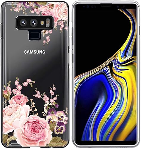 Miniatura 5 de Funda para Galaxy Note 9, para Samsung Note 9, funda transparente y flexible de TPU de silicona suave para Samsung Galaxy Note 9 Rose Flower