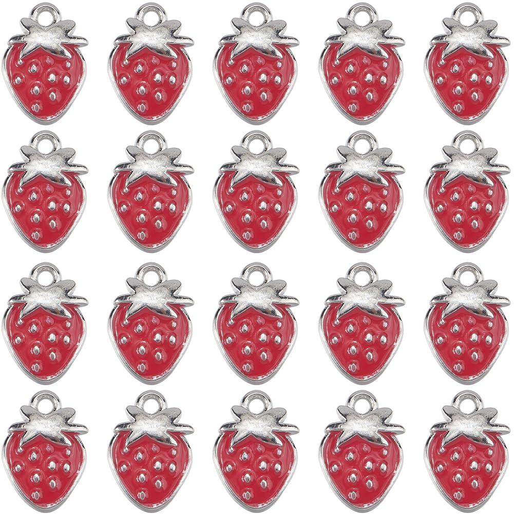Breloques en émail fraise anti-ternissement pour réussir vos bijoux mignons DIY