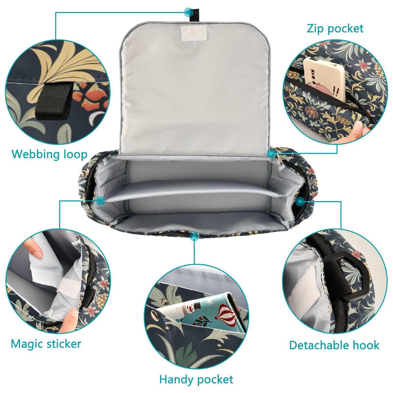 miaozhen Retro Pineapple Pattern Yellow Dark Blue non slip stroller organizer with cup holder baby caddy organizer large tissue accesorios para acesorios para baby