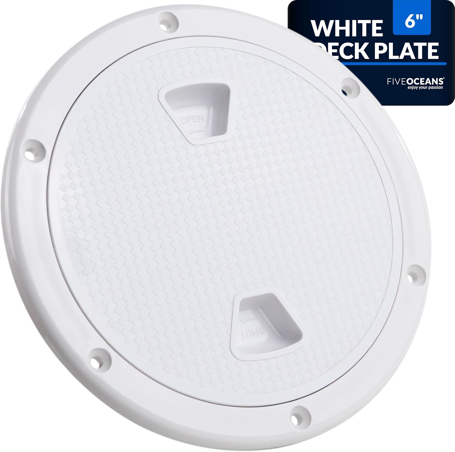 Five Oceans Boat Hatch, Marine Access Hatch, Round Inspection Deck Plate Hatch with Detachable Cover, Non-Slip, UV Resistant ABS White Plastic, 4, 6, 8 Multiple Sizes, Premium Series