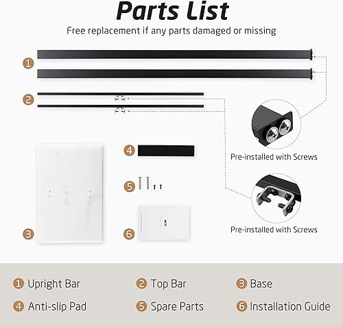 Miniatura 9 de KES Toallero de pie, 37 pulgadas de alto (igual altura) toallero con base de mármol, toalleros de pie para piso de baño, acero inoxidable 188 negro