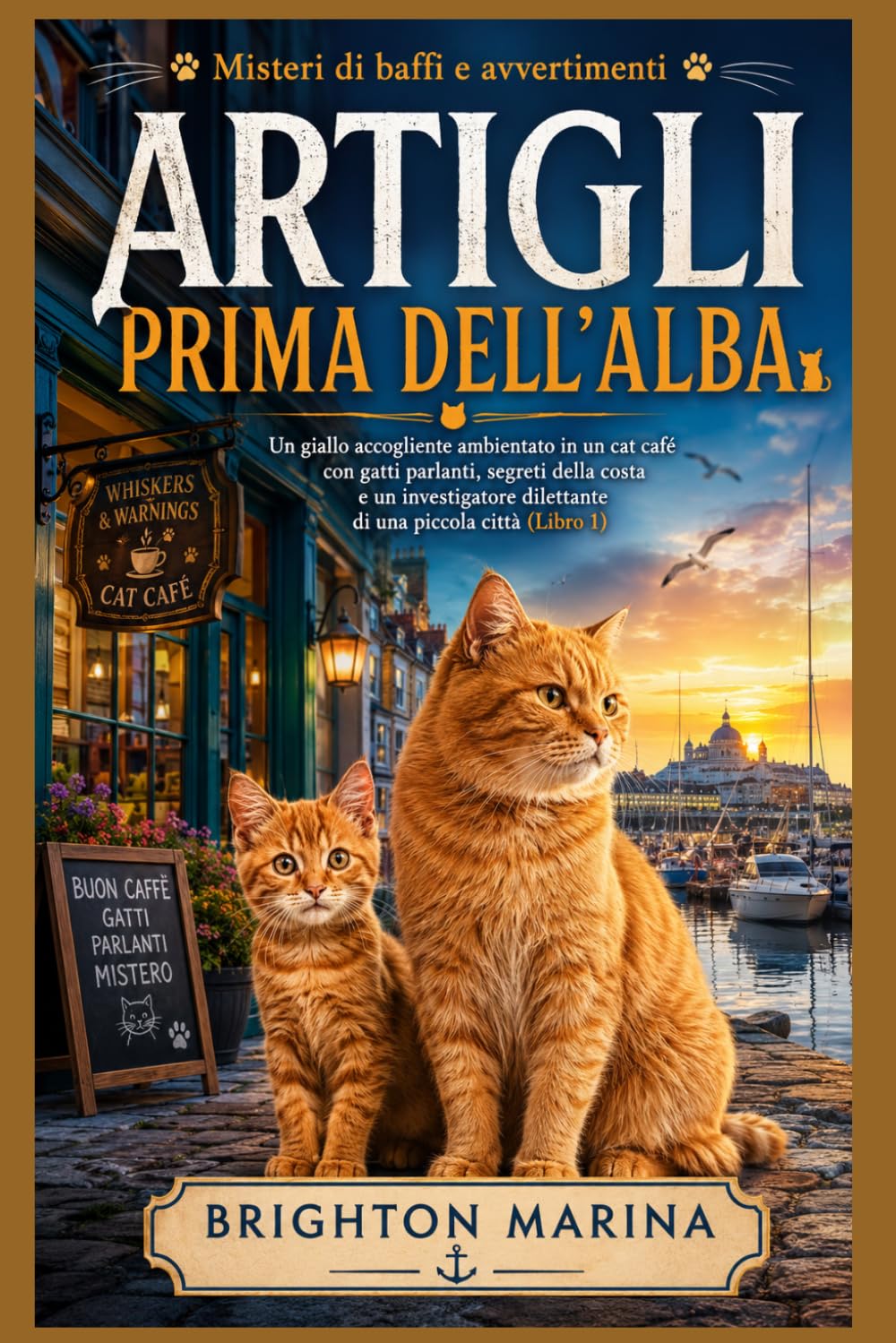 Artigli prima dell'alba: Un giallo accogliente ambientato in un cat café con gatti parlanti, segreti della costa e un investigatore dilettante di una ... (Libro 1) (Misteri di baffi e avvertimenti)