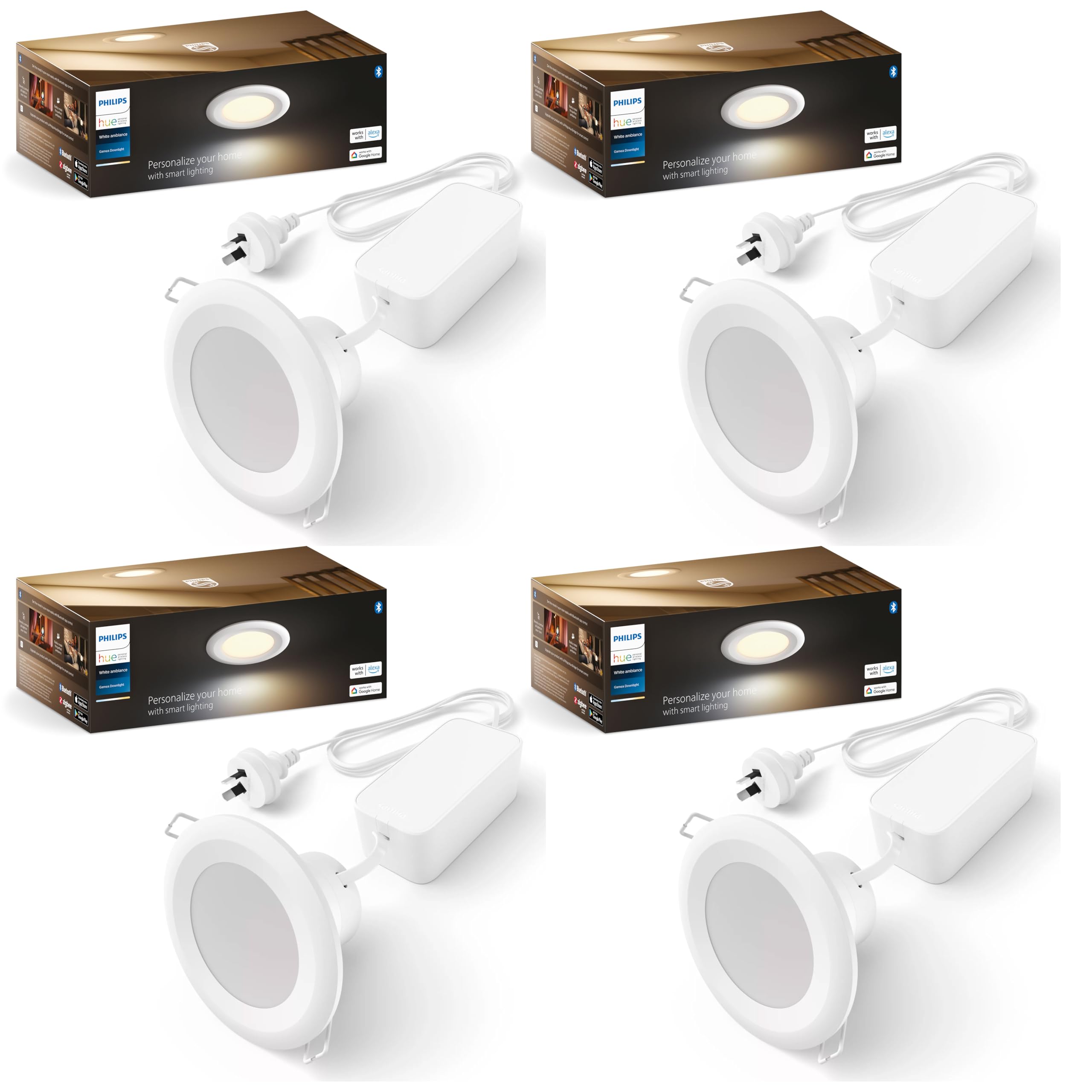 Philips Hue White Ambiance Smart Downlight 90mm V2 (4-Pack) 800