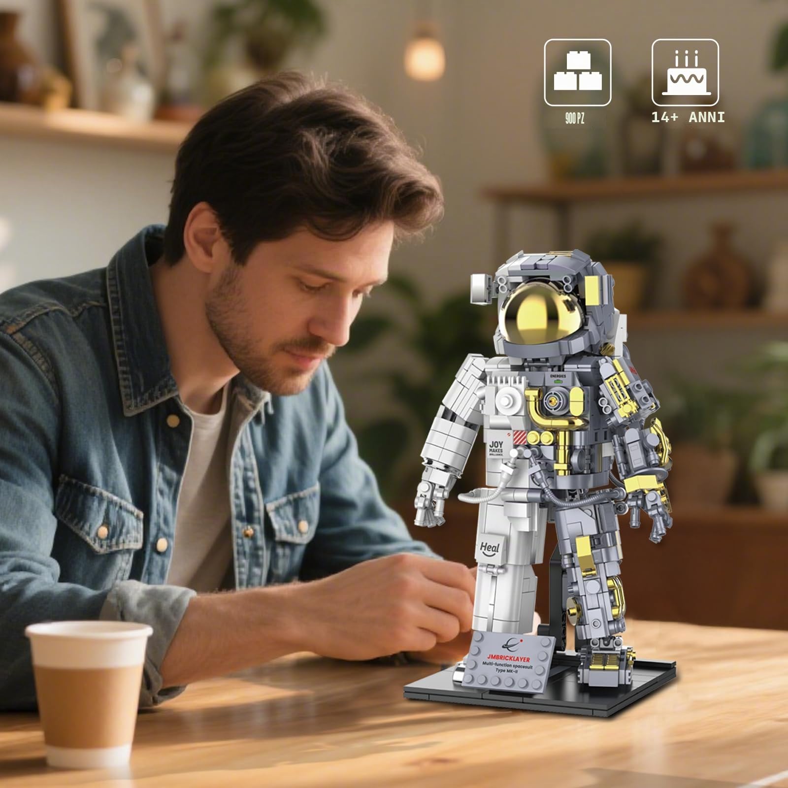 Set di mattoncini meccanici Spaceman,set di mattoncini Space Astronaut per adulti,giocattolo educativo Spaceman,regali creativi da collezione,decorazioni per la casa o l'ufficio (1008 pezzi)