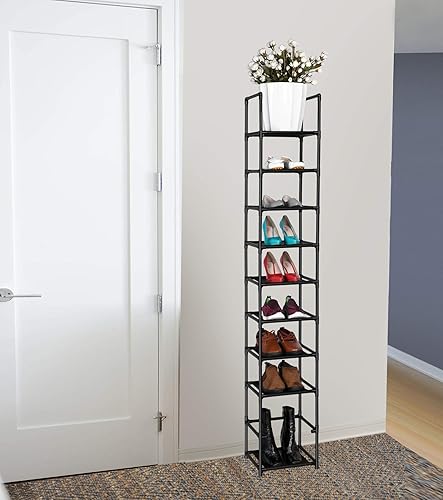 Miniatura 4 de FIDUCIAL HOME Zapatero de 10 niveles que ahorra espacio vertical de un solo par organizador de almacenamiento resistente para zapatos