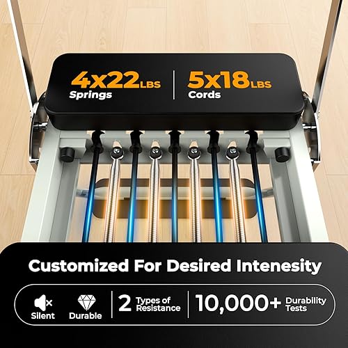 Miniatura 2 de Pro 75" Pilates Reformer Machine with Dual Resistance Springs and Cords, Foldable Pilates Machine Equipment with Jump Board, Upgrade Pilates