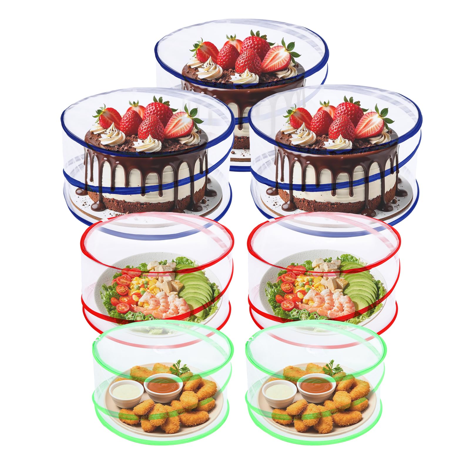 7 PCS Pop Up Food Covers Tent, Reusable and Collapsible Mesh Screen Net Protectors Domes Food Nets for Outdoors Parties Picnics BBQs