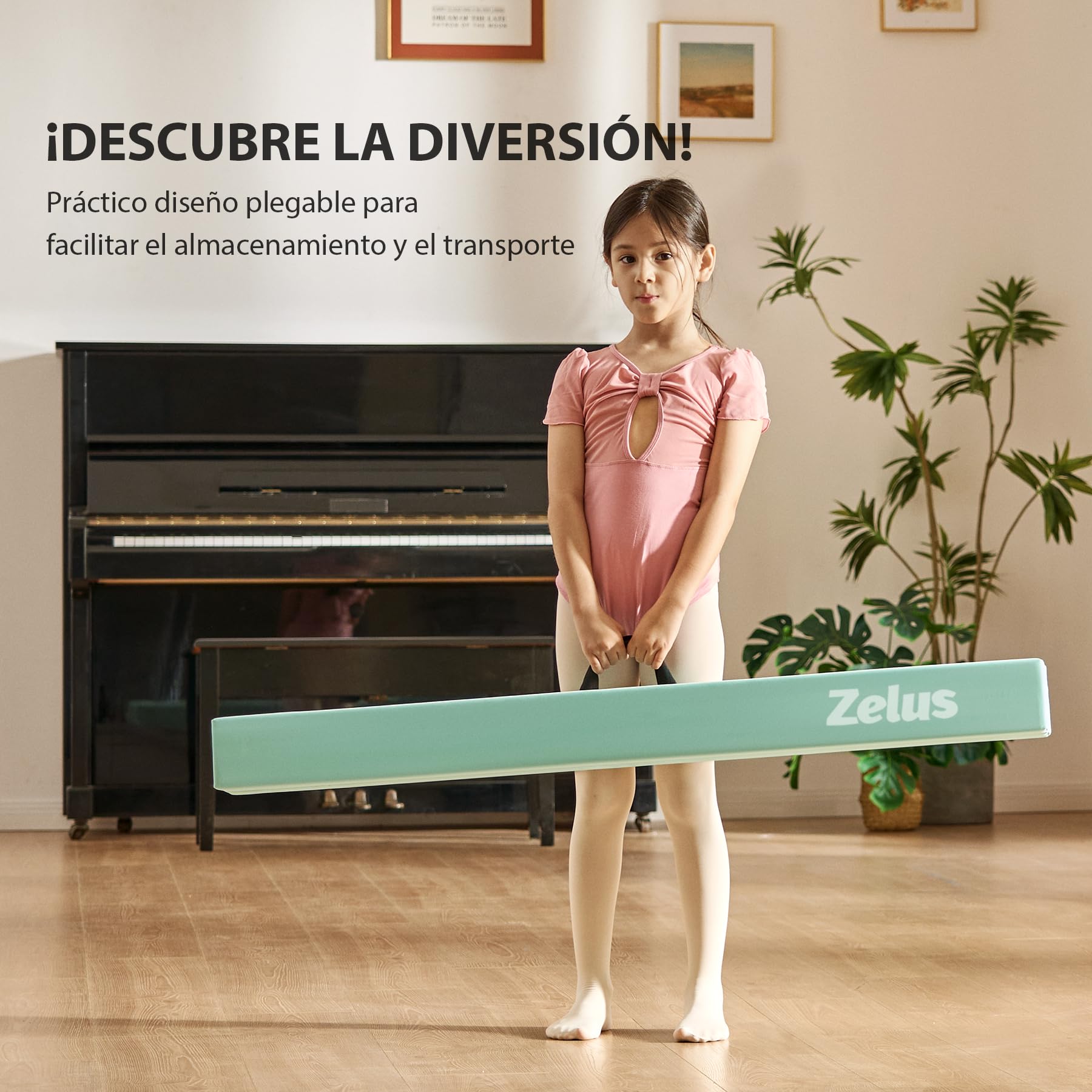ZELUS Viga de Equilibrio de Gimnasia con Base Antideslizante Barra de Equilibrio