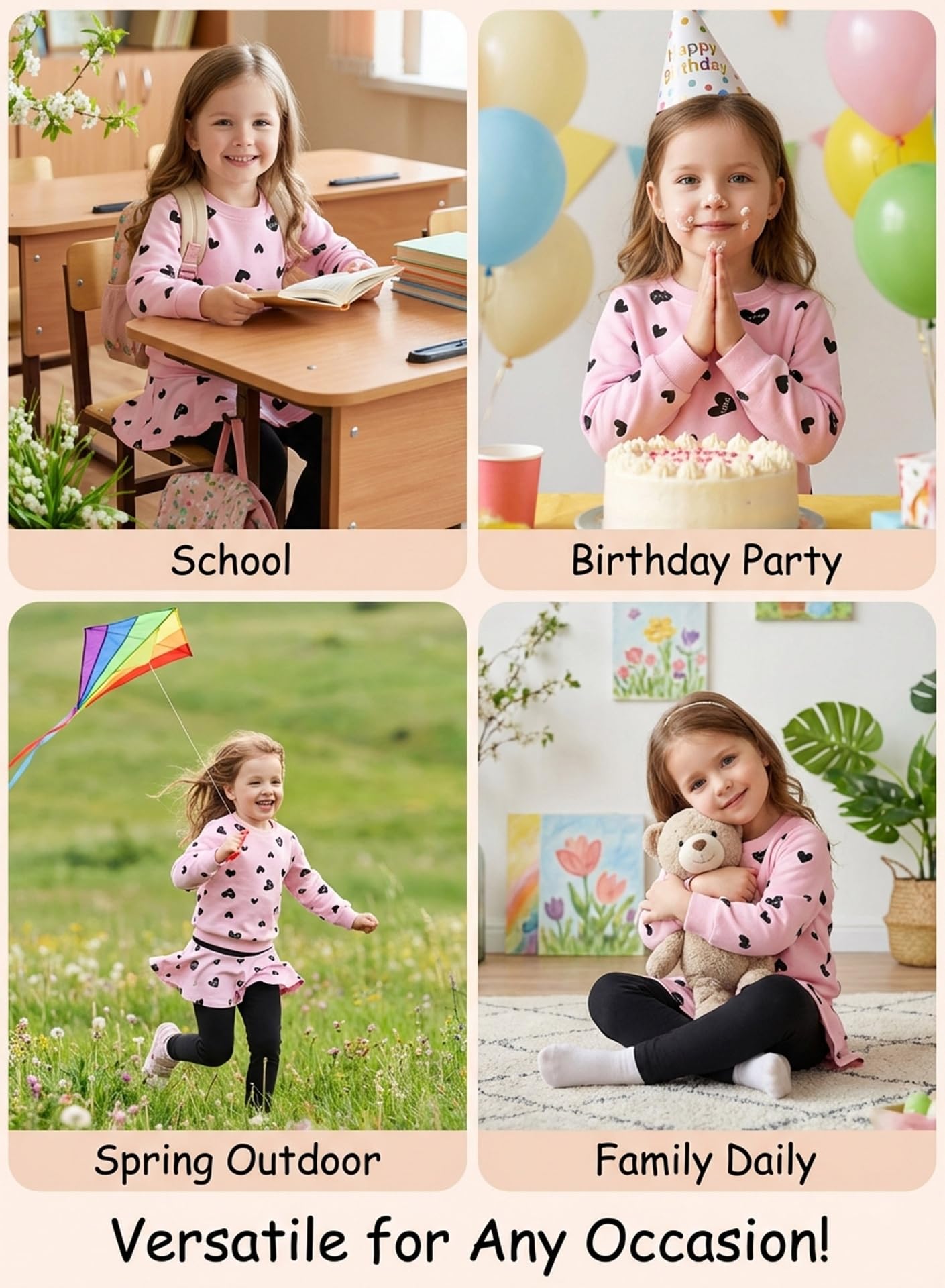 Niedliches Kleidungsset für Kleinkinder, Babys, Mädchen, langärmeliges T-Shirt und Hose