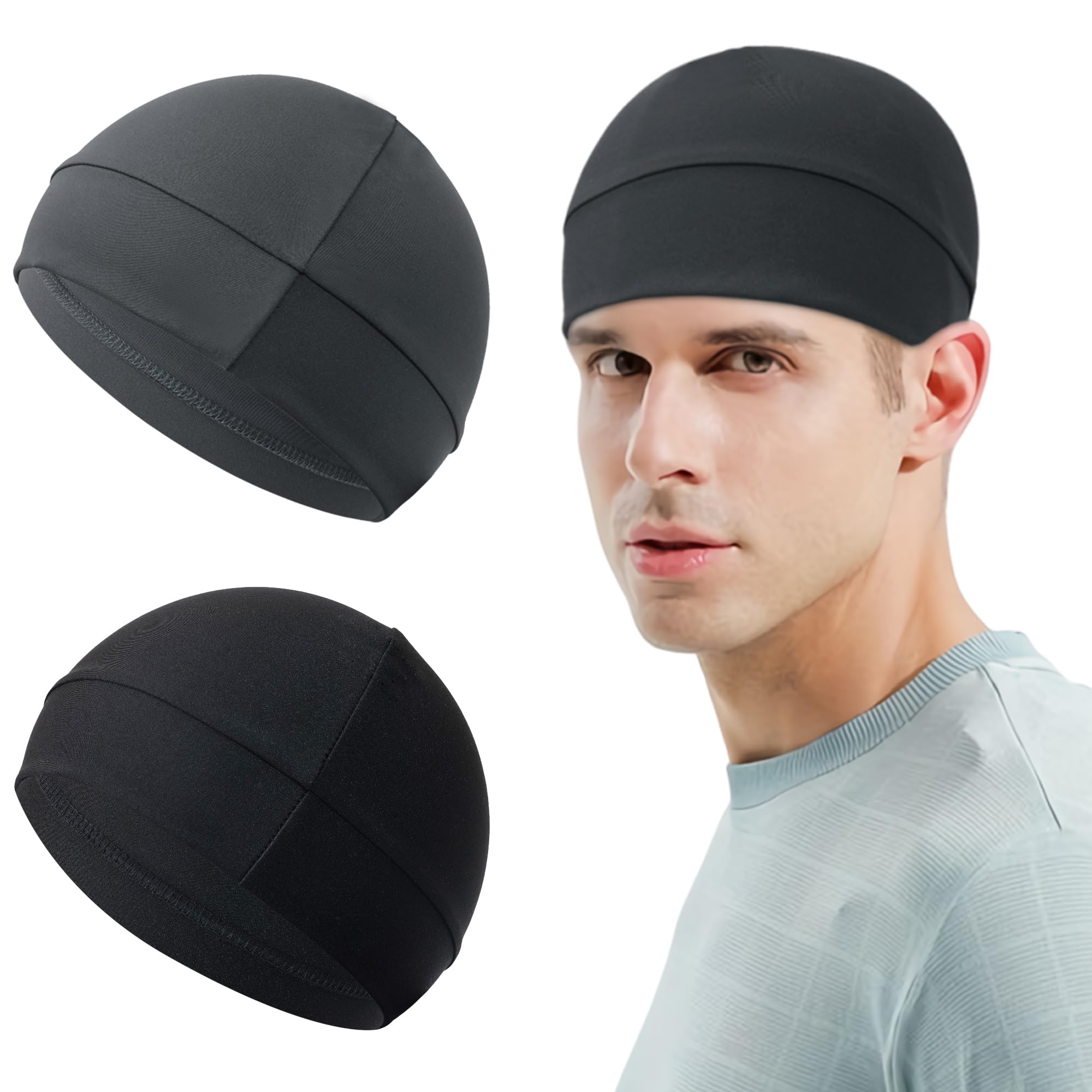 Qearl Men Cooling Skull Caps Helmet Liner Cycling Caps Sweat Wicking Running Beanie Hat for Men Women Multicolor