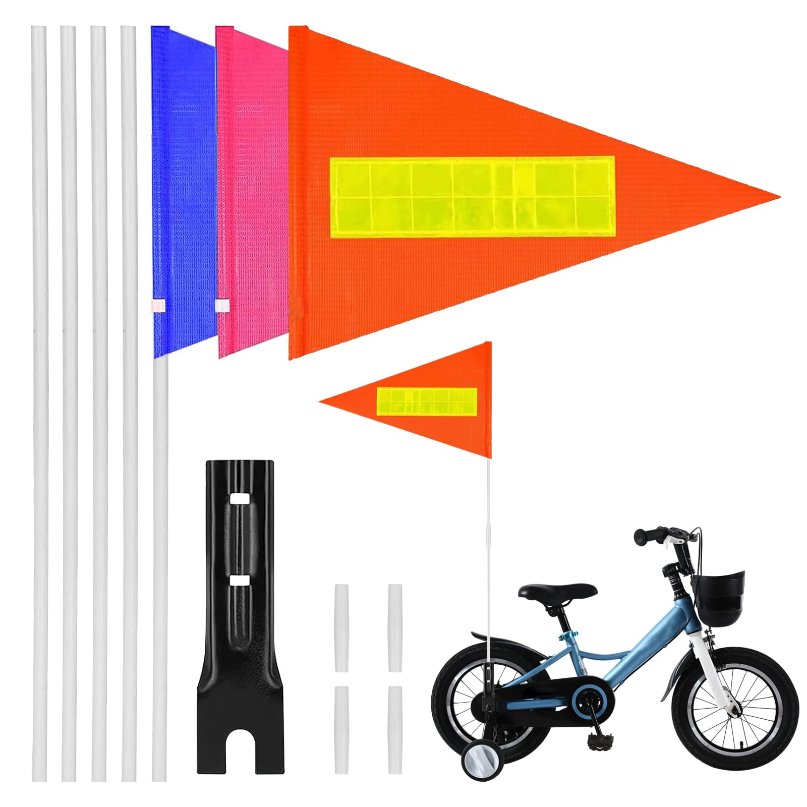 Drasohuija Pack of 3 Bicycle Bunting for Children 150 cm Reflective Bicycle Flag, Children's Safety Bunting Pole