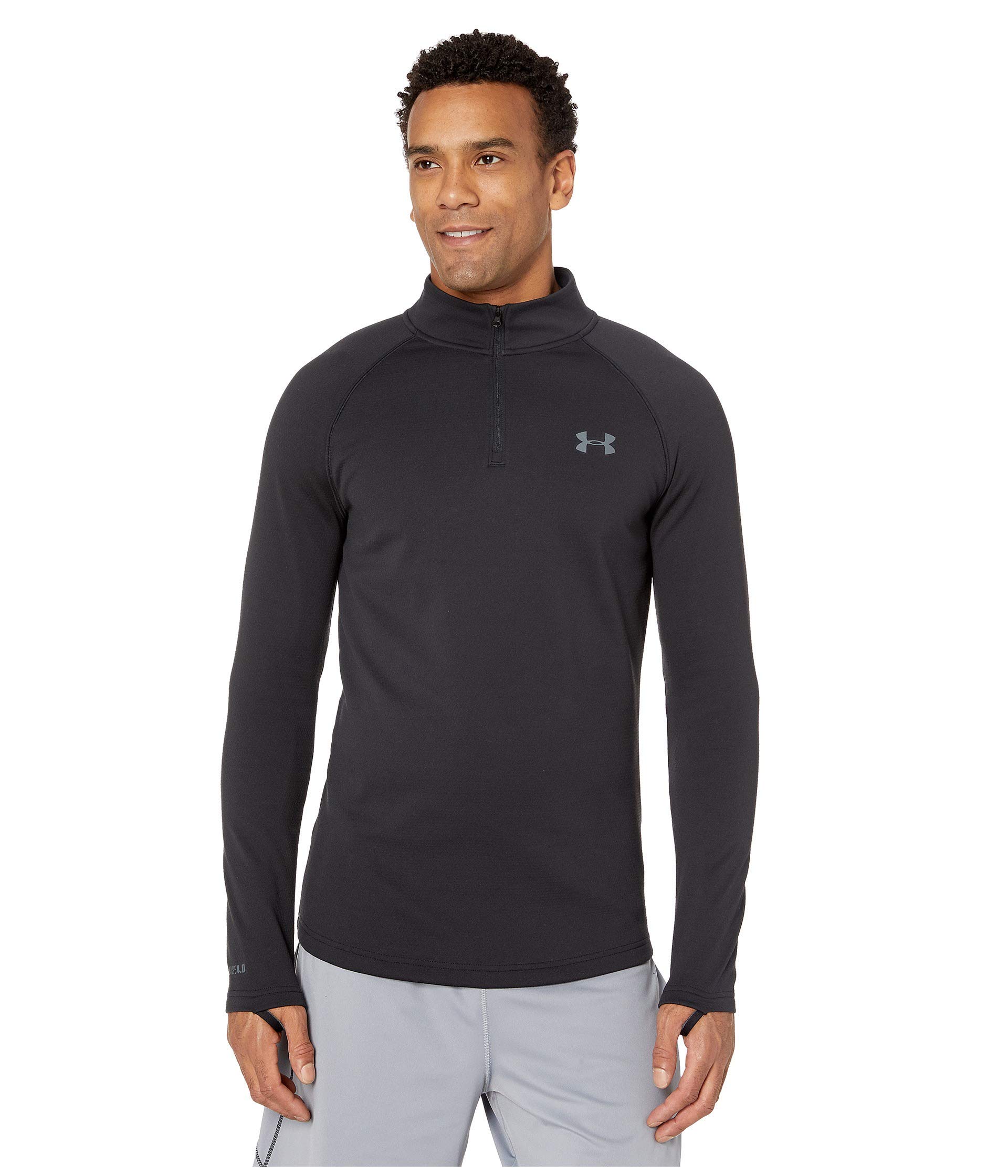 Under Armour Men's Black - Packaged Base 4.0 1/4 Long-Sleeve T-Shirt, Large, /Pitch Gray (001)