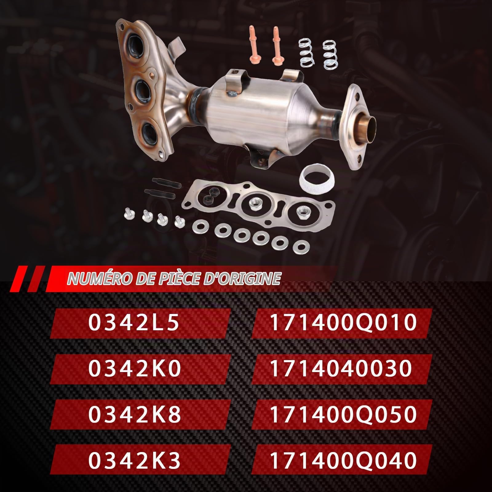 Kit de joints, convertisseur catalytique avec kit de montage de remplacement pour 2005-2014 C1 PM PN 1.0 107 1.0, accessoires de voiture numéro de pièce 0342K0 0342K3 0342K8 0342L5 0342L3 1609158080