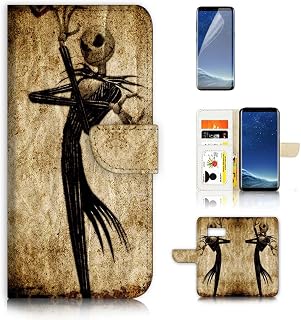 ( For Samsung S8 Plus / S8+ ) Flip Wallet Case Cover and Screen Protector Bundle A1369 Nightmare Before Christmas