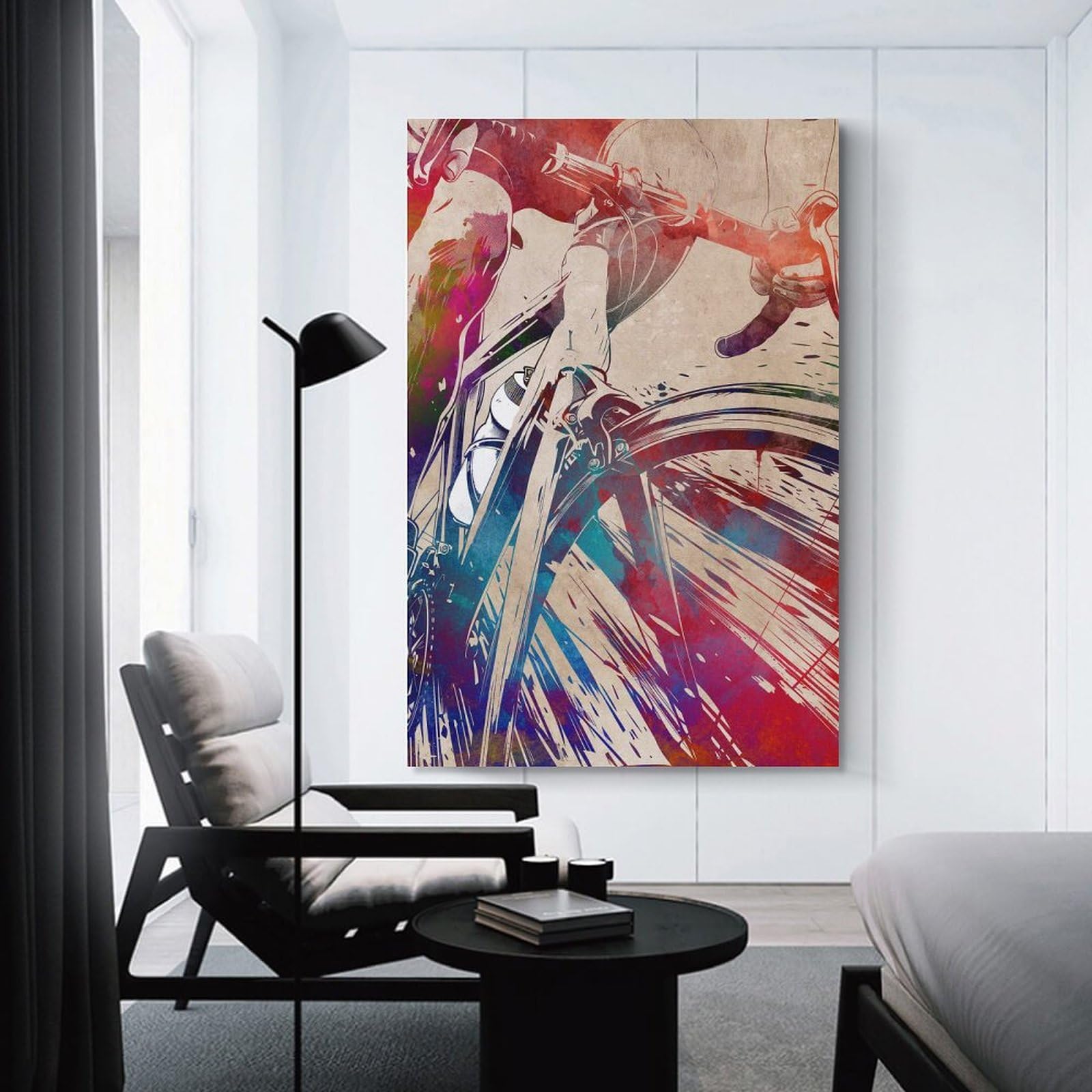 Junmoney Cycling Watercolor Art Wall Art Print 12x18inch(30x45cm), for Home, Office, Studio Or Guest Room, A Flexible Wall Accent for Shared Spaces