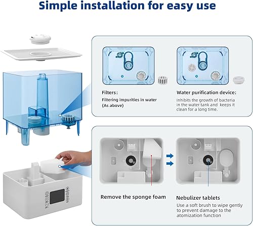 Miniatura 2 de Humidificadores de 6 L para dormitorio, humidificadores ultrasónicos de niebla fría para el hogar, guardería y plantas, humidificadores de