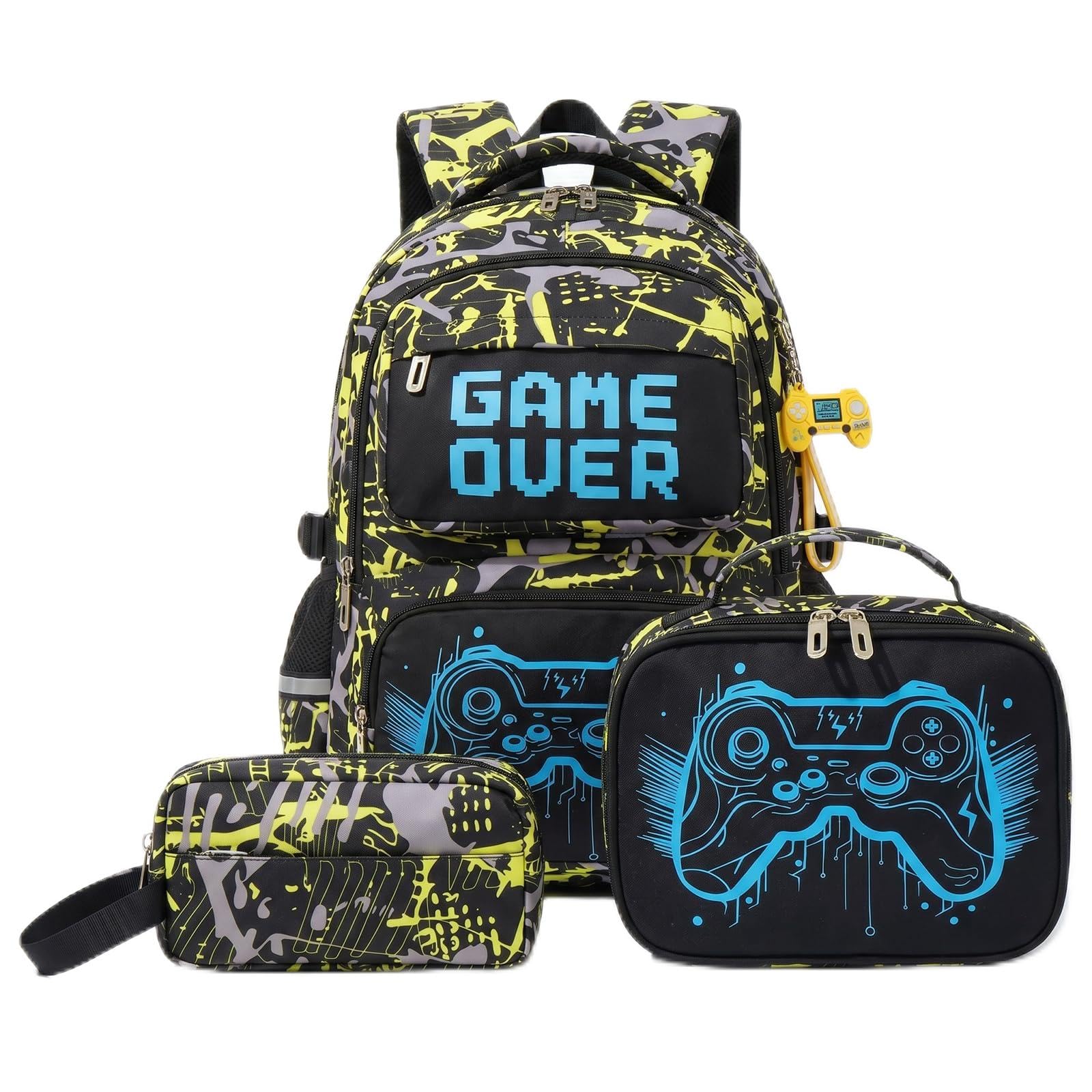 Amythe Zaino Scuola Ragazzi 8 a 12 anni Luminoso 3 Pezzi Set Leggero, Gelb | Impermeabile 3 Pezzi Riflettente moderno Giallo Daypack Multitasche Capiente Resistente per Scuola Viaggio Escursione