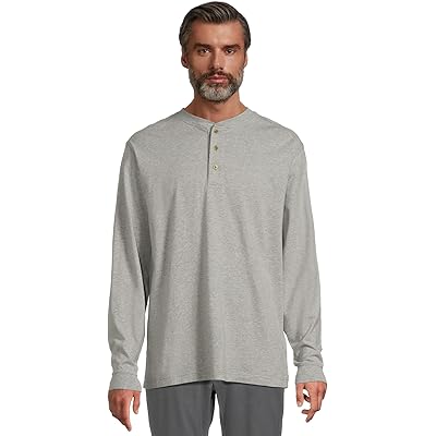 Мужская рубашка L.L.Bean Carefree Unshrinkable Tee Traditional Fit Long-Sleeve Henley gray heather