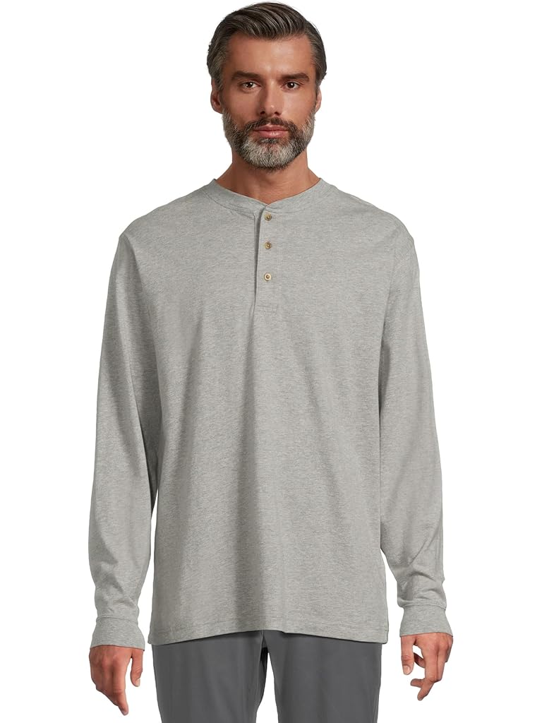 Gray L.L.Bean Carefree Unshrinkable Tee Traditional Fit Long-Sleeve Henley