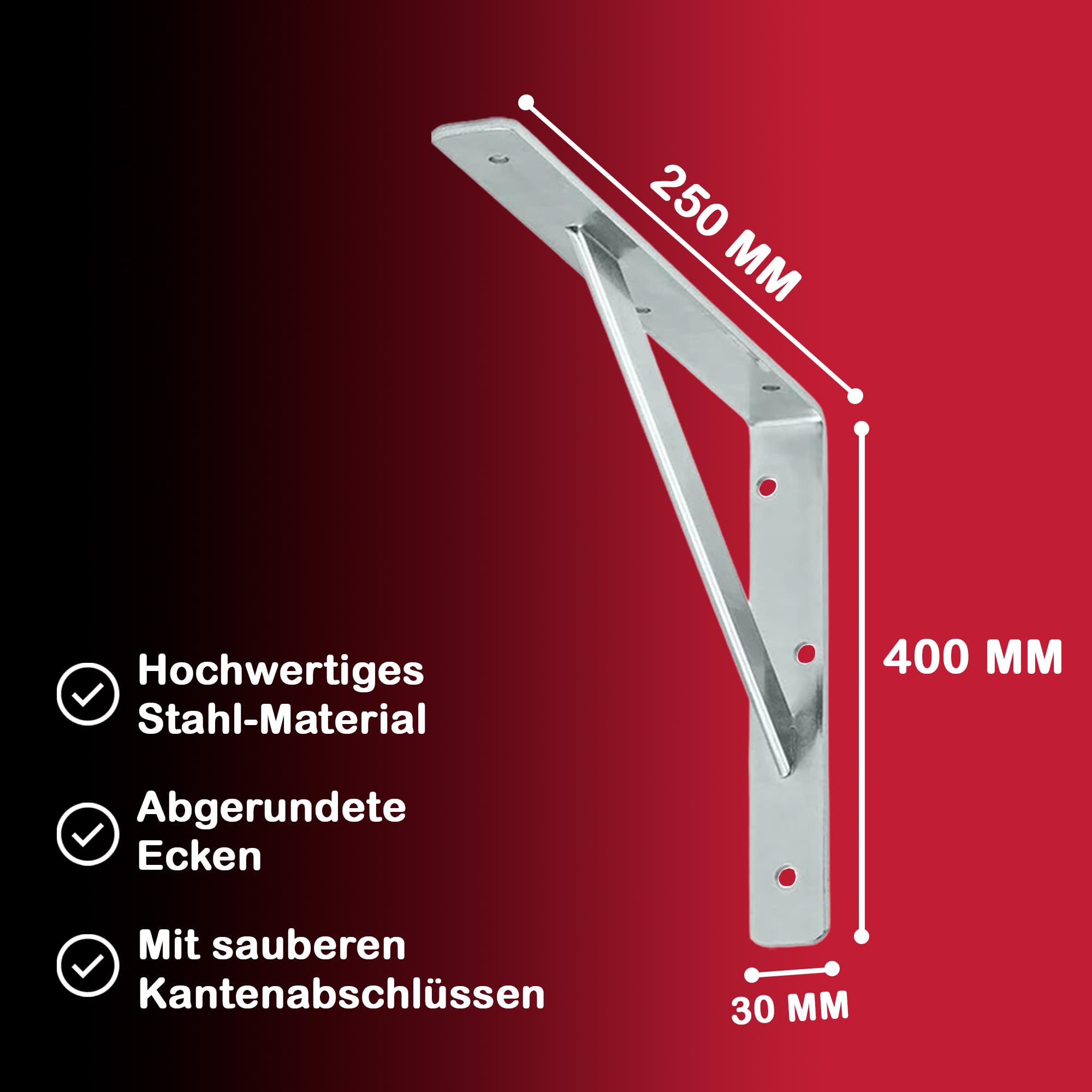 siwitec Regalhalterung Konsole 150kg Traglast verzinkt 400x250x30mm 10er