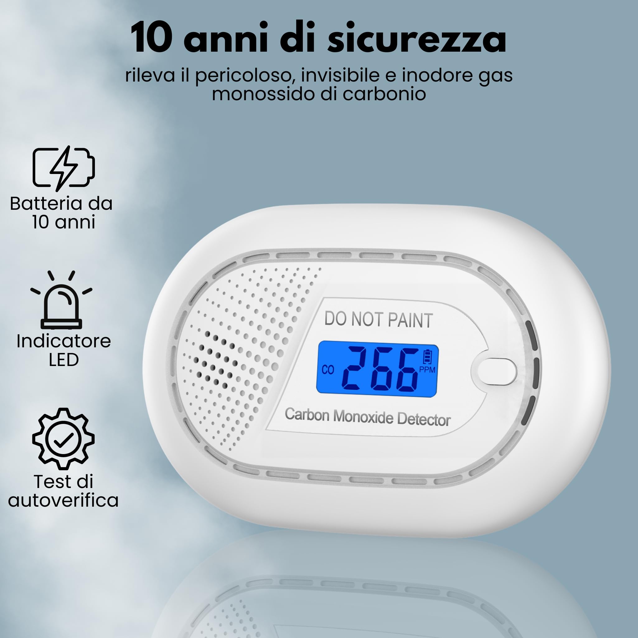 Aroha Smart Connect Rilevatore Monossido di Carbonio WiFi - Batteria da 10 Anni - Allarme Monossido di Carbonio Con Tuya & Smartlife, Portatile