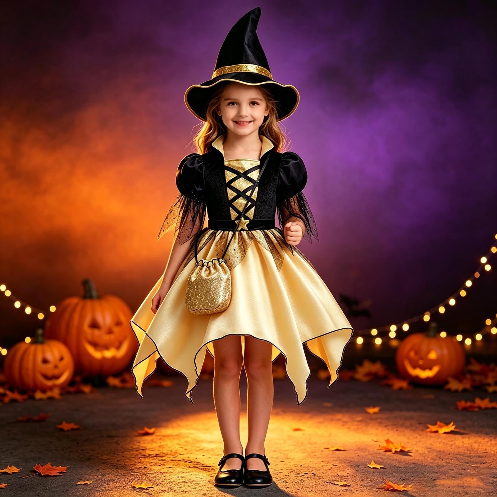 Halloween Kostüm Kinder Hexe Mädchen Kostüm Halloween Karneval Festzug Outfit Hexen Verkleidung Set Niedlichen Kleinkind Kleid Karneval Cosplay Kostüme Für Cosplay Party Für Kinder