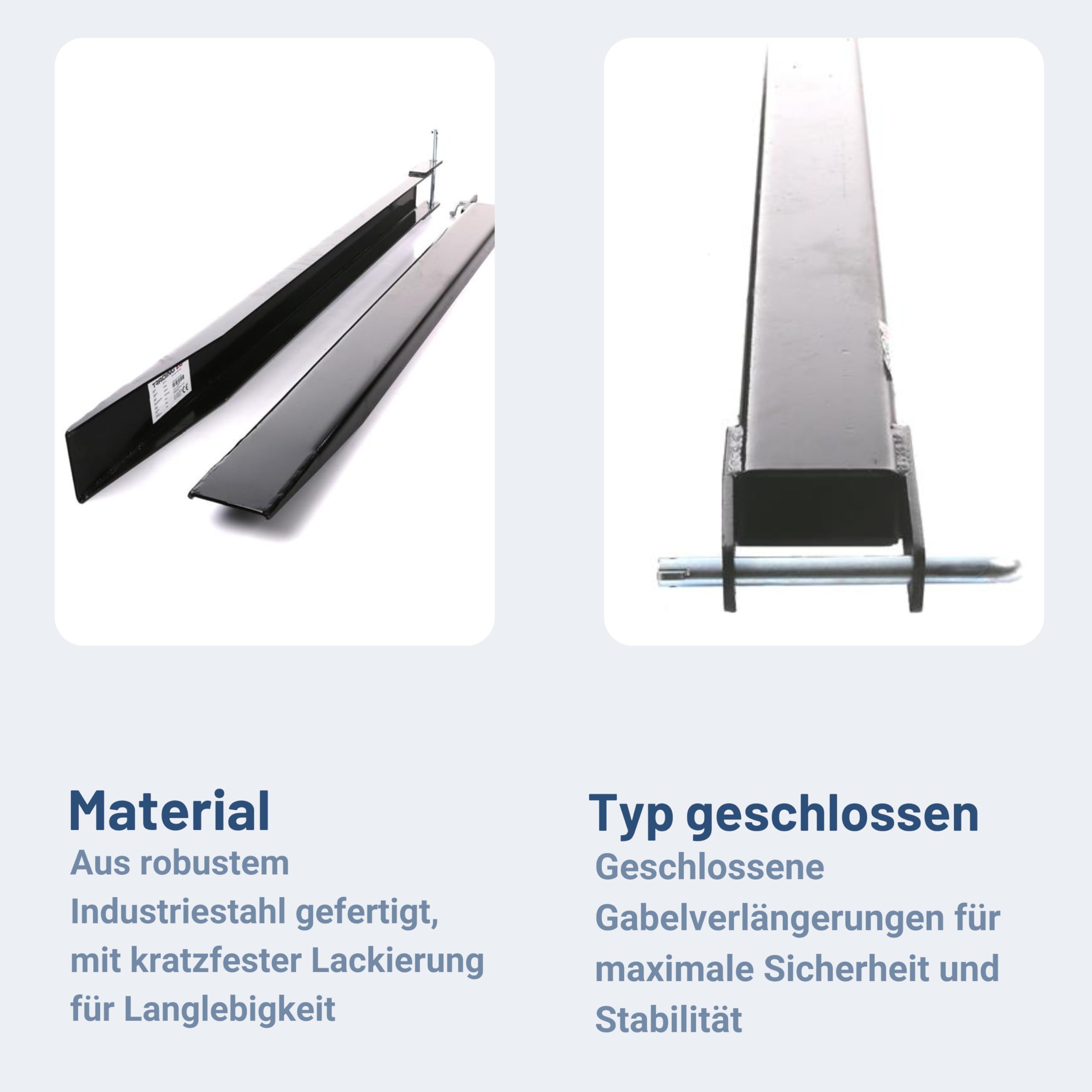 Pallit 2,0m Gabelverlängerung geschlossen 2000mm Länge 160 x 55 mm Innenmaß Extend Gabelverlängerung Stapler Zubehör aus Stahl Paar Zinkenverlängerung Lange Gabel