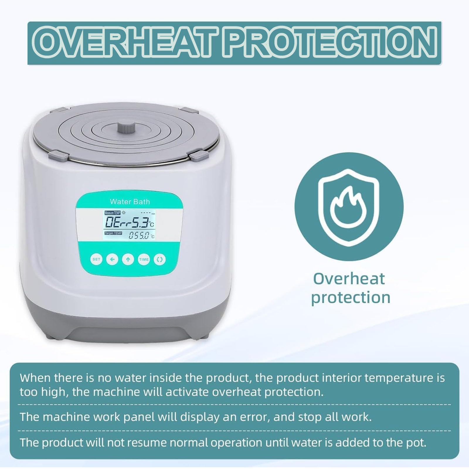 Baño de agua digital agitador magnético, baño termostático de agua de laboratorio, acero inoxidable de 2,4 L, pantalla LCD, protección contra quemaduras secas para laboratorio e investigación
