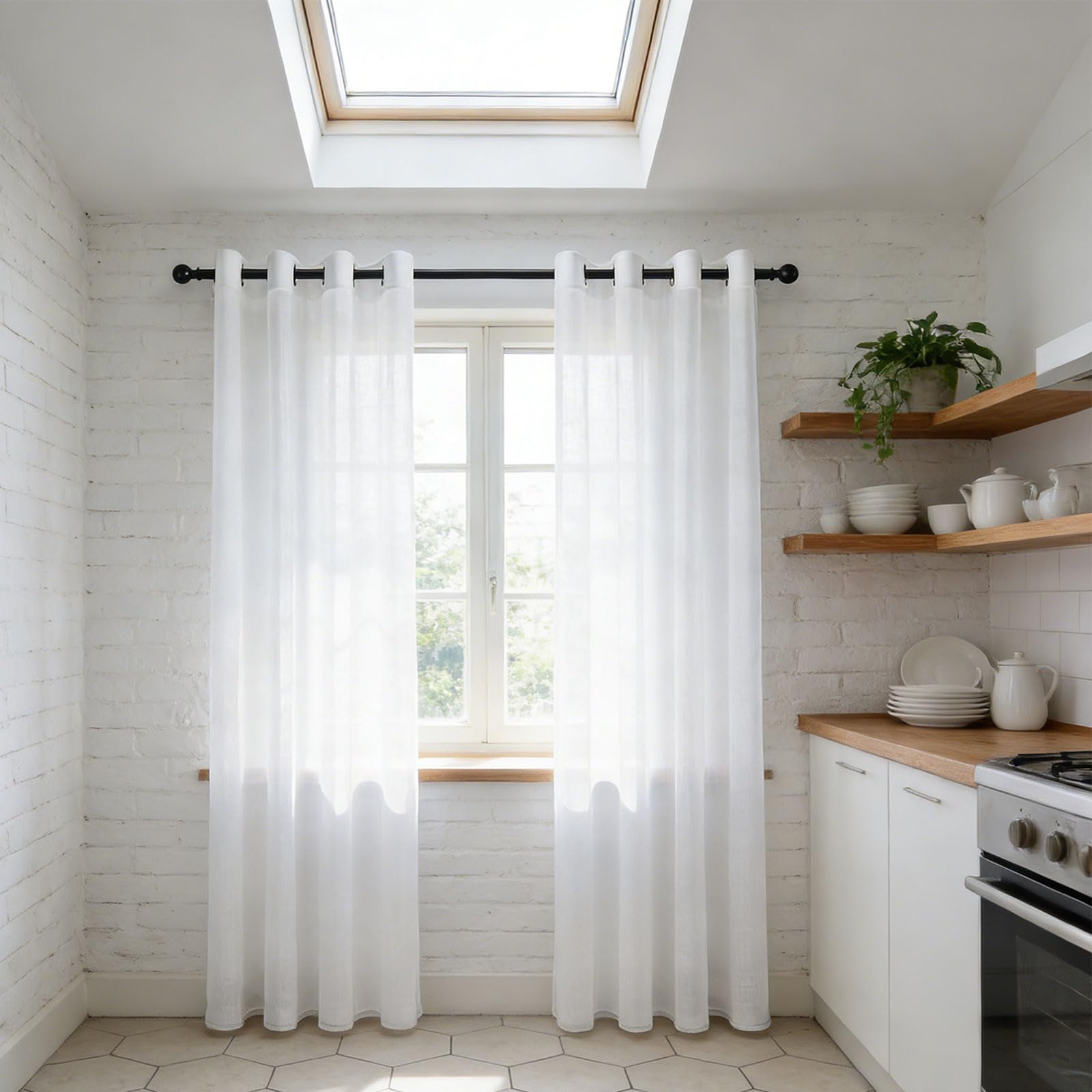 Cortinas para salon moderna GUOJUN en polyester blanco con ojales y diseño translucido