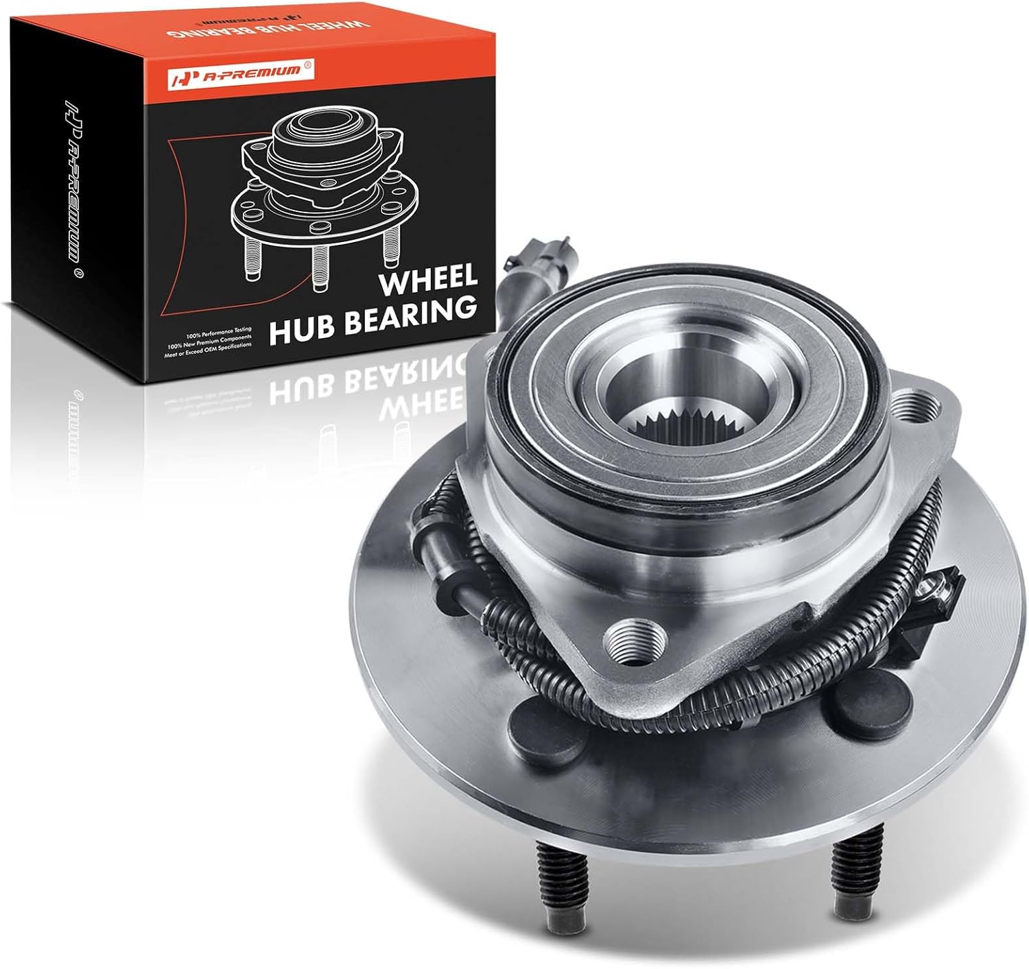 A-Premium Front Wheel Bearing and Hub Assembly with ABS & 5-Lug Compatible with Ford Expedition 2000-2002 & Lincoln Navigator 2000-2002, 4WD Only