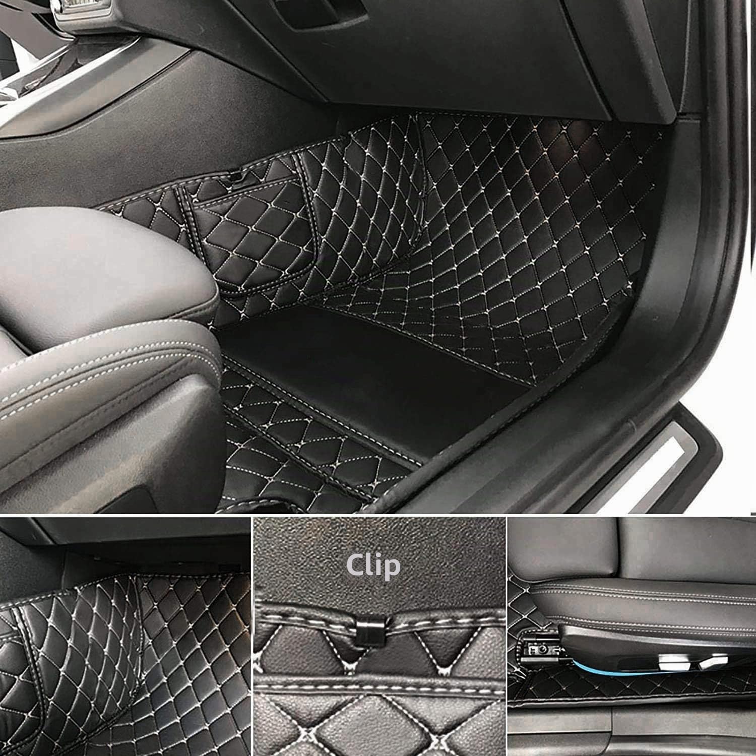 Tappetini Auto Universali per Dr 5.0, Pelle Antiscivolo Impermeabile Antiusura Tappetino in Tutto Tempo Tappeti Protezione Set Completo(Black)