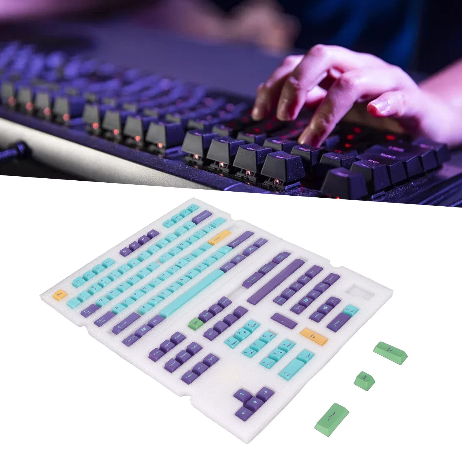 DIY 150 Klawiszy 5 Stron Sublimowany Zestaw Nasadek na Klawisze z PBT dla Klawiatur Mechanicznych o Wysokości Cherry Keycap dla Miłośników Angielskiej Klawiatury (Dla GMK Skeleton King)