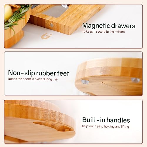 Miniatura 4 de Tablas de charcutería, tabla de queso Thereye con juego de cuchillos, juego de tablas de charcutería de bambú, regalo de inauguración de la casa,