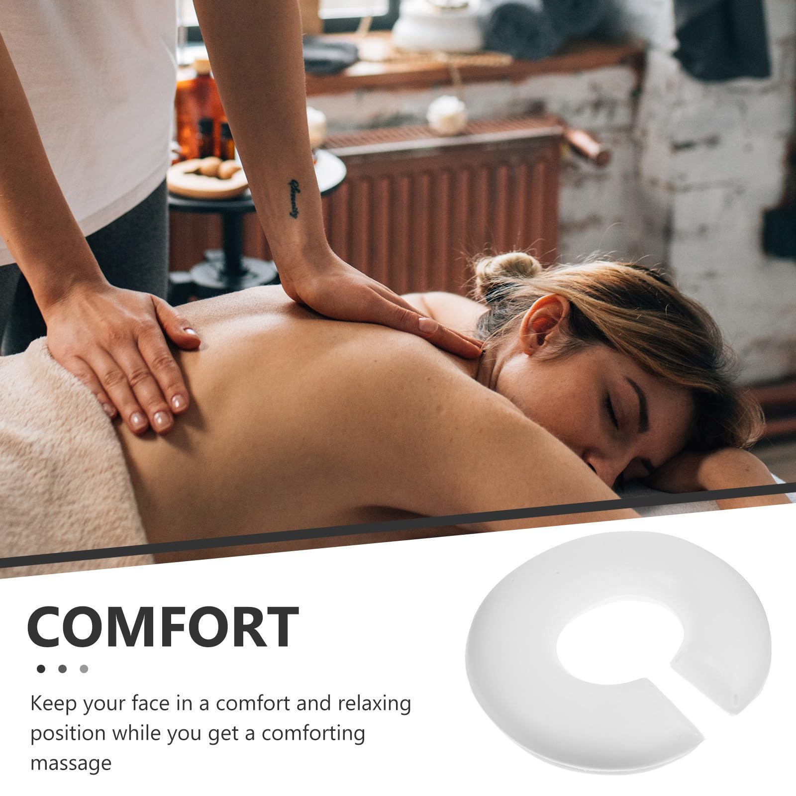 UKCOCO Coussin Cervical en Mousse à Mémoire de Forme Appui-tête de Massage pour Lit, Confort et Relaxation, pour Salons et Spas, en Coton Blanc de Forme en U