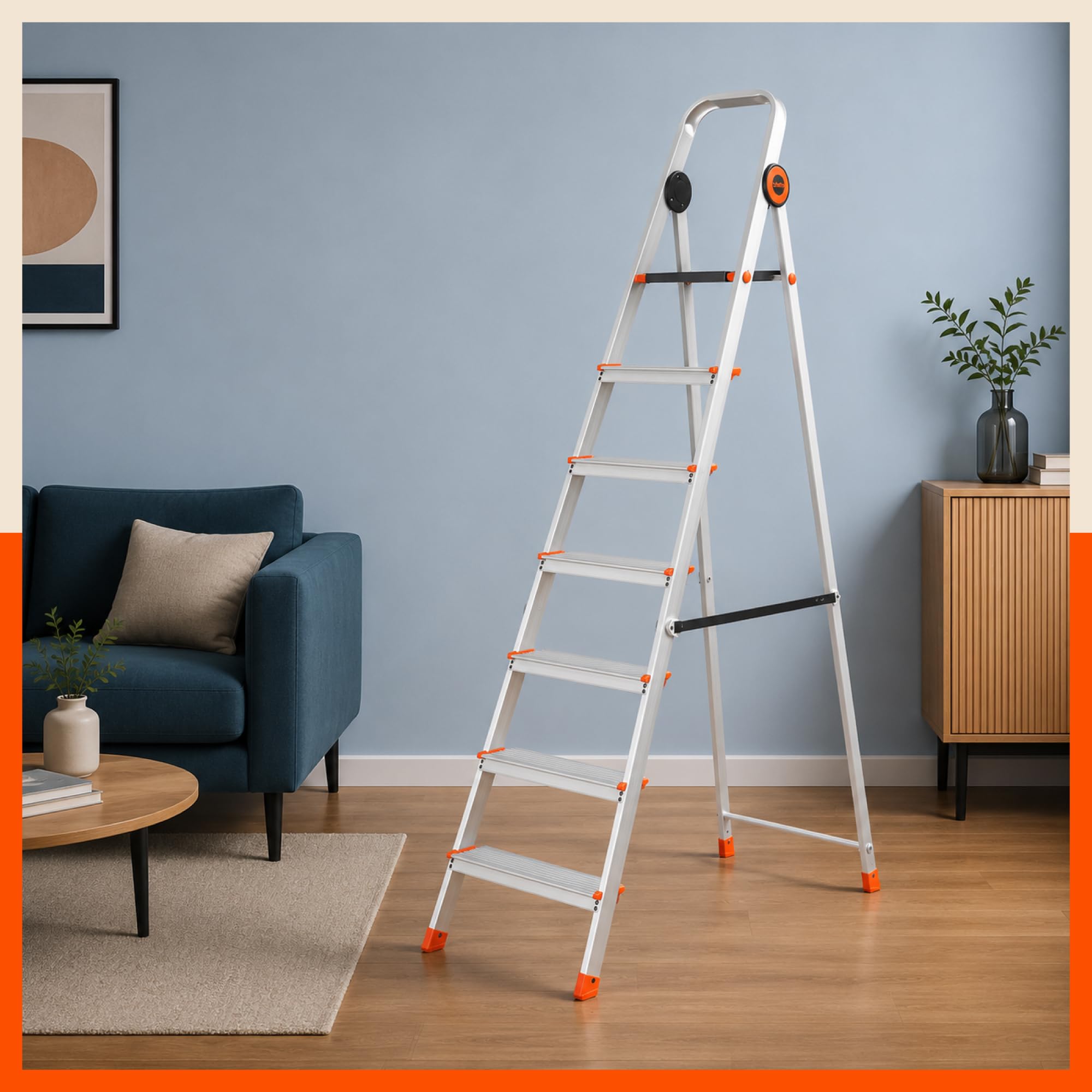 Bathla Advance 8-Step Aluminium Ladder | 150 Kg Load Capacity | Anti-Slip Steps | Sure-Hinge Technology | Home Use Step Ladder | 5 Year Warranty — Amazon image 13