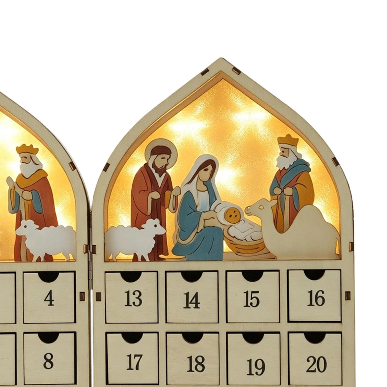 Calendario conto alla rovescia in legno 24 cassetti portacaramelle con