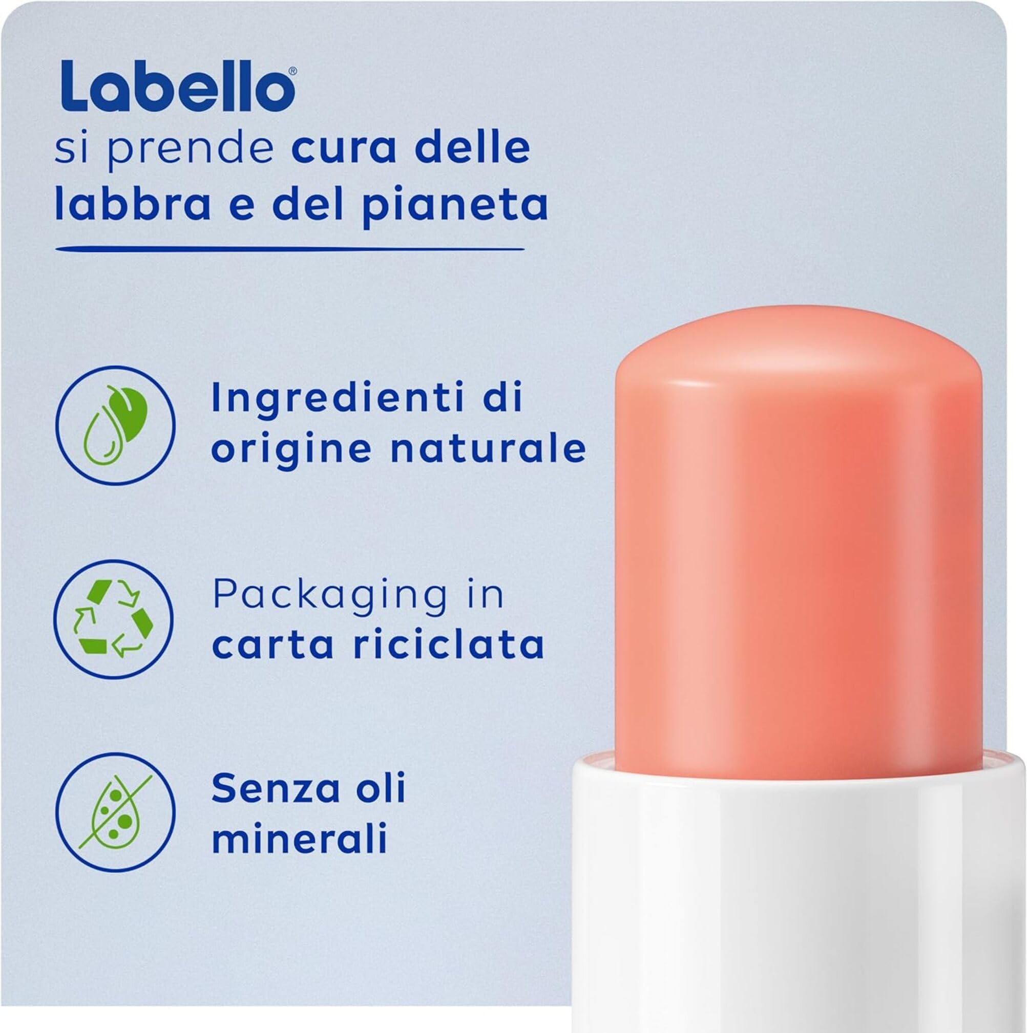 Labello Peach Shine Burrocacao Labbra 4.8 g, Balsamo Labbra Colorato All'Aroma Di Pesca, Lip Balm Idratante 24H Con Burro Di Karité E Ingredienti Naturali, Con Pigmenti Colorati