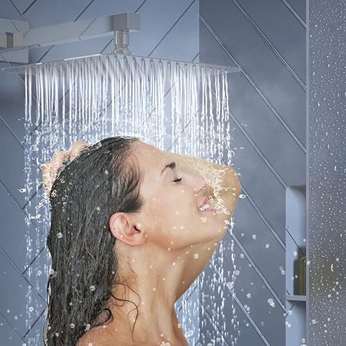 Miniatura 8 de SR SUN RISE Sistema de ducha con desviador de botón pulsador, cabezal de ducha de lluvia de lujo de 12 pulgadas con rociador de mano, juego