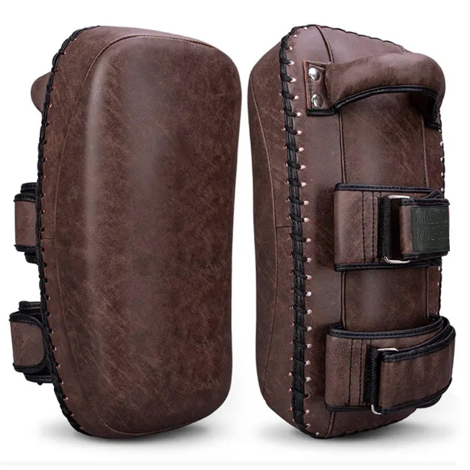 colpitore pao Scudo Thai Pad Curvo Pesante in Pelle Vintage Retro Style di Microfibra con Imbottitura in Gel per Allenamento MMA Muay Thai Kick Boxe Arti Marziali
