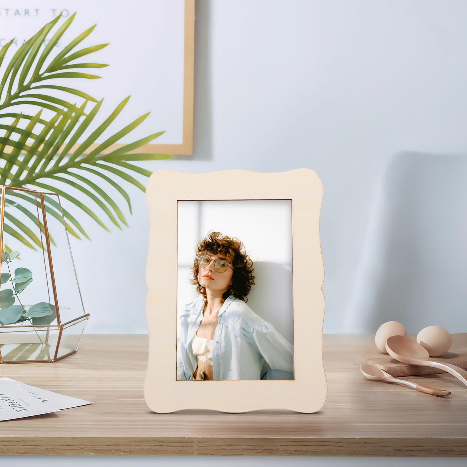 Set 15 Pezzi di Cornici in Legno per Foto Fai da Te | Kit per Artigianato, per Disegno e Progetti Artistici, Finitura Grezza da Colorare