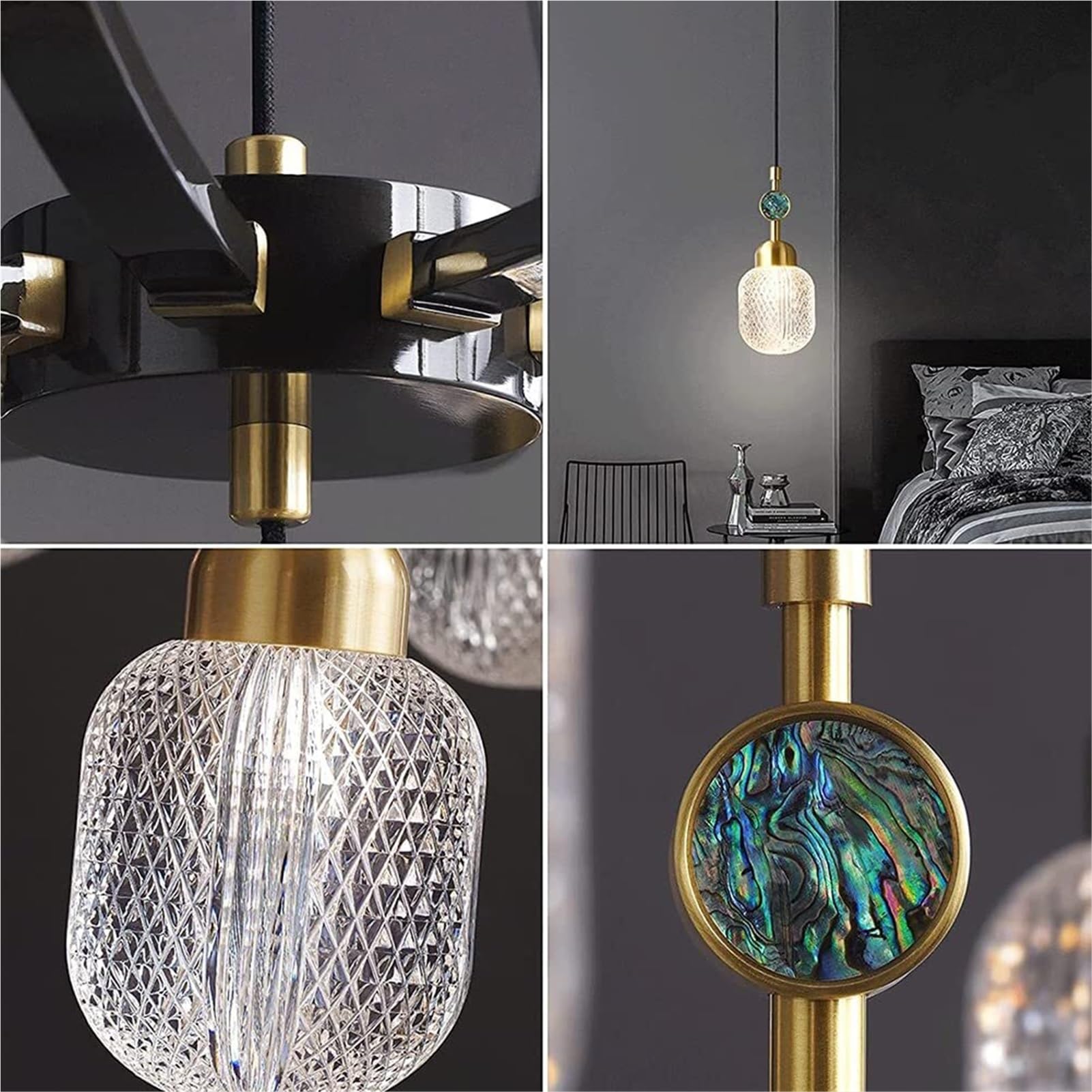 Modern Nordic Luxury Golden Brass Glass Pendant Lamp Chandelier Hanging Lighting Ceiling Fixture G9 Enamel Patch Small Style For Living Room Bedroom Restaurant