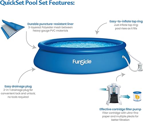 Miniatura 3 de Funsicle Anillo inflable redondo de 15 x 36 pulgadas con bomba y filtro de cartucho tipo D
