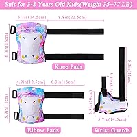 Vista 4 de FIODAY Rodilleras para niños pequeños, rodilleras y coderas, muñequeras con bolsa de cordón, juego de equipo de protección ajustable para niñas