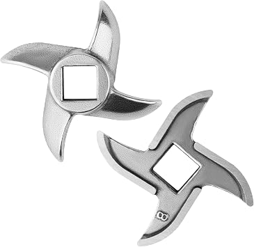 Steel Blade for Hand Meat Grinder - Pack of 2 - Size #8 - Replacement Metal Cutting Blade Knife - Electric Grinding Accessories Blades Parts