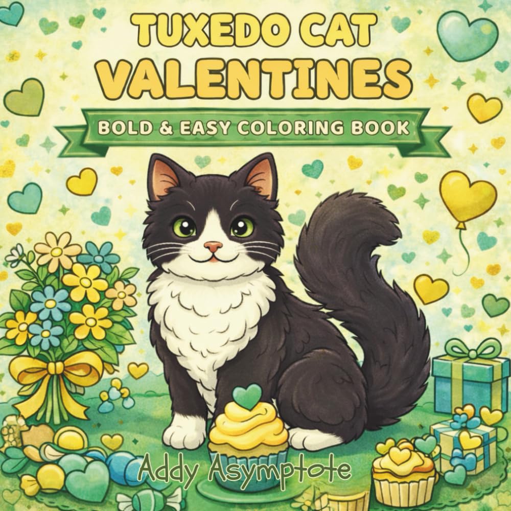 Tuxedo Cat Valentines Bold and Easy Coloring Book (Bold & Easy Valentines Series)