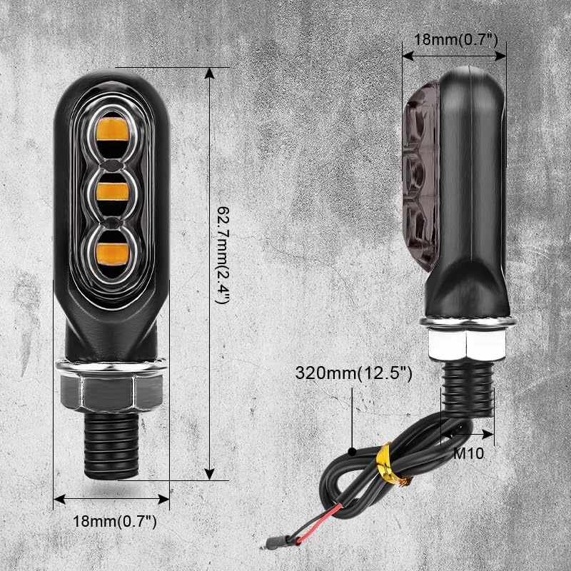 Faro Posteriore Stop Running Indicatori di direzione per moto da 10 mm, 3 LED, indicatori, lenti lampeggianti, 12 V, per cross, fuoristrada, ATV