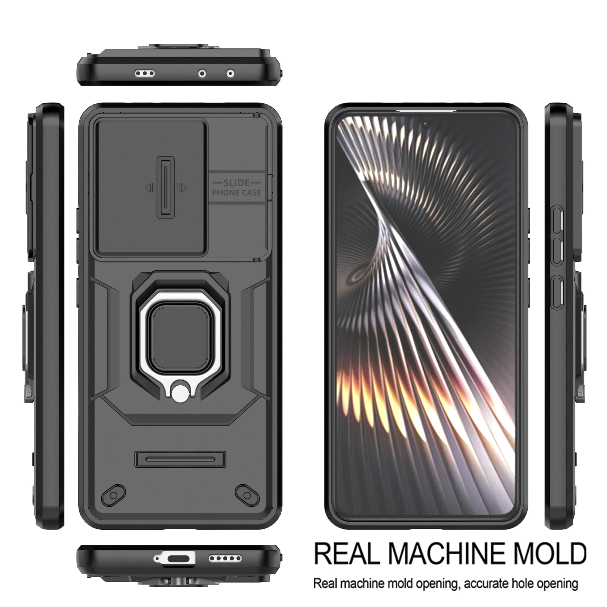 SineOrdo Cover Libro Per Xiaomi POCO F6 5G - Custodia In Pelle Con Portafoglio E Supporto, Nero - 3
