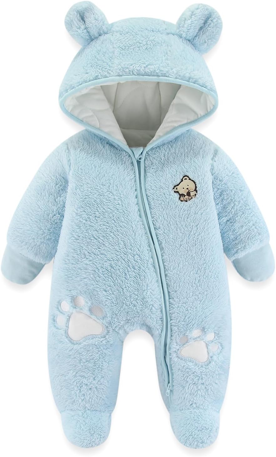 JiAmy Newborn Baby Winter Hooded Romper, Cartoon Zipper Footie Snowsuit Jumpsuit Outfits,Winter Coat Toddler Clothes