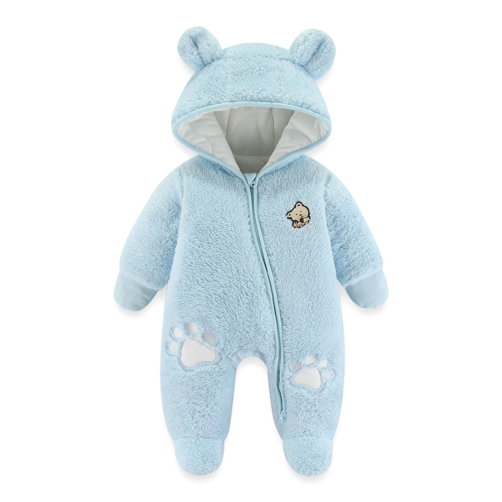 JiAmy Bambino Tute da Neve Inverno Pagliaccetto con Cappuccio Tutina in Pile Abiti a Maniche Lunghe 0-18 Mesi