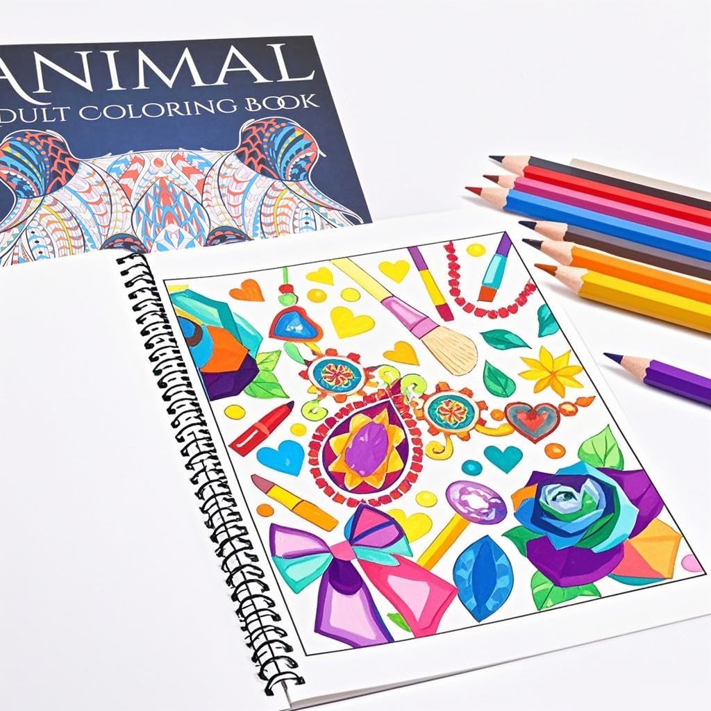 Adult Coloring Book Set,Spiral Bound Coloring Book for Adults Relaxation,60 Pattern Included Animal,Madalas and Flowers,Stress Relief Coloring Books for Women - Image 4